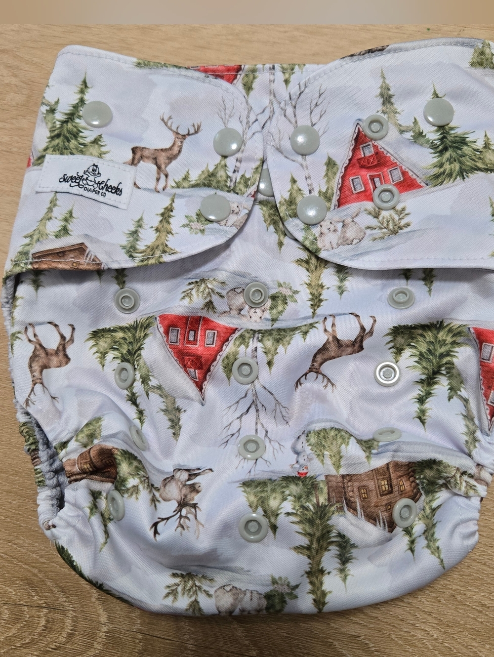 Sweet cheeks xl sized pocket cloth diaper snowy cabin print
